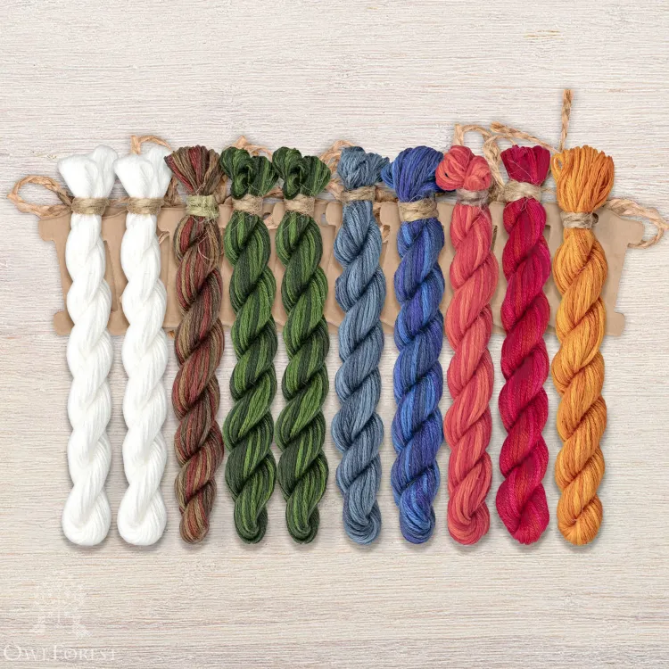 Set of OwlForest Hand-Dyed Threads for the “Christmas Tree” Chart (Thread Trade n.a. Kirov)
