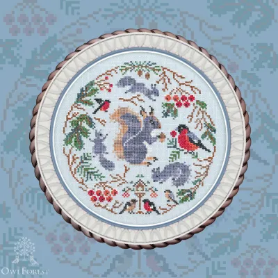 Free embroidery digital chart “Winter Dining”