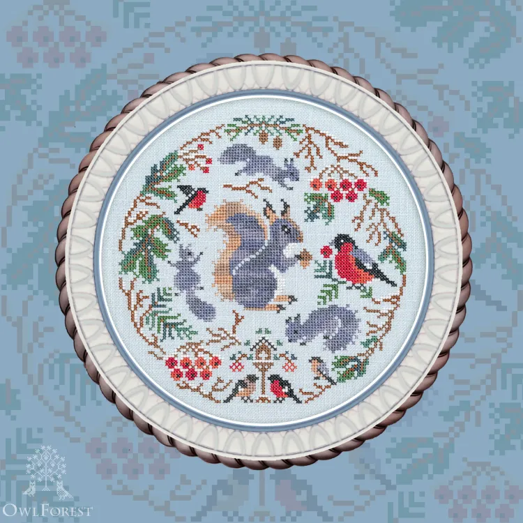 Free embroidery digital chart “Winter Dining”