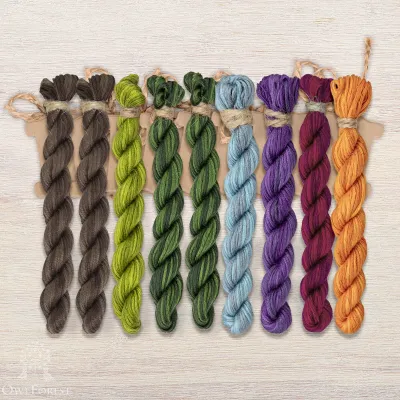 Set of OwlForest Hand-Dyed Threads for the “The Herbal Shop” Chart (Thread Trade n.a. Kirov)