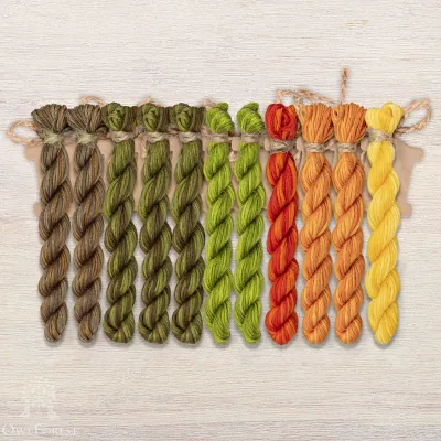 Set of OwlForest Hand-Dyed Threads for the “Underwater World” Chart (Thread Trade n.a. Kirov)