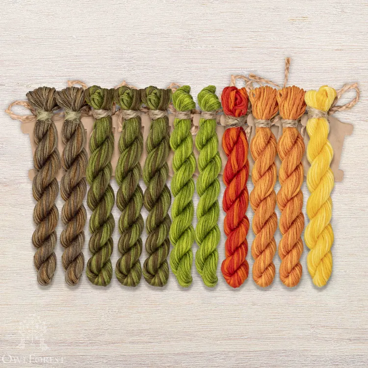 Set of OwlForest Hand-Dyed Threads for the “Underwater World” Chart (Thread Trade n.a. Kirov)