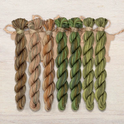 Set of OwlForest Hand-Dyed Threads for the “Oak Panel” (Thread Trade n.a. Kirov) 