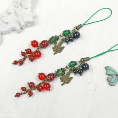 Scissor Fob “Currant Summer” Bronze Color Metal Fittings