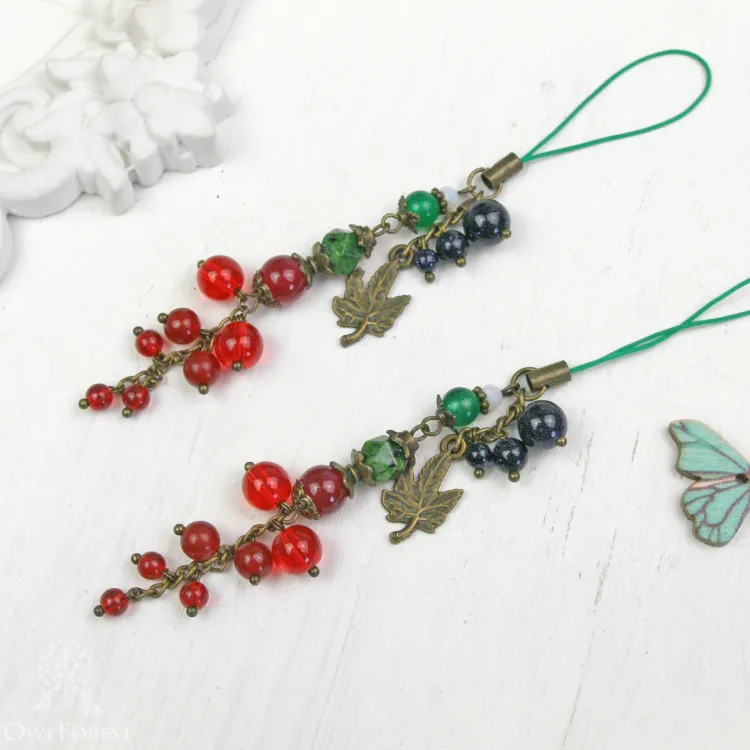 Scissor Fob “Currant Summer” Bronze Color Metal Fittings
