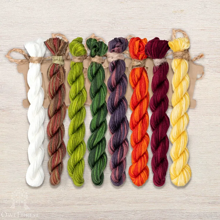 Set of OwlForest Hand-Dyed Threads for the “Ashberry Summer” Chart (Thread Trade n.a. Kirov)