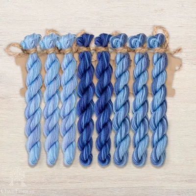 Set of OwlForest Hand-Dyed Threads for the “Bluebirds” Chart (Thread Trade n.a. Kirov)