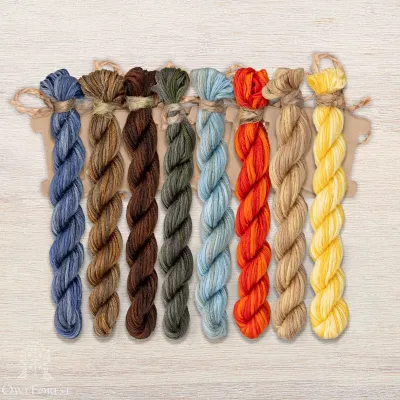 Set of OwlForest Hand-Dyed Threads for the “The Beaver Portrait” Chart (Thread Trade n.a. Kirov)