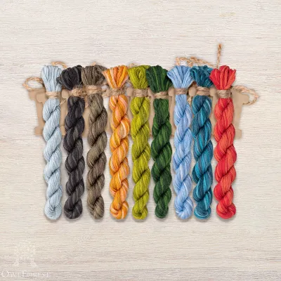 Set of OwlForest Hand-Dyed Threads for the “The Racoon Portrait” Chart (DMC)