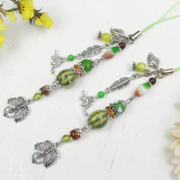 Scissor Fob “Dinosaur Forest” Silver Metal Color Fittings