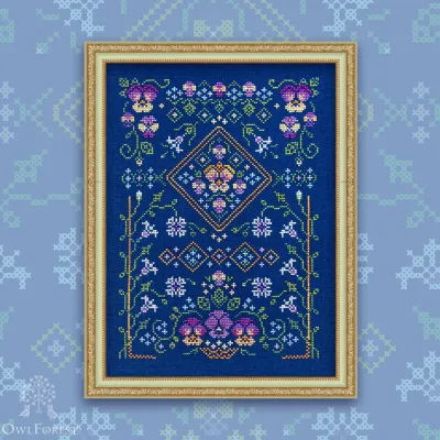 Printed embroidery chart “Pansies”