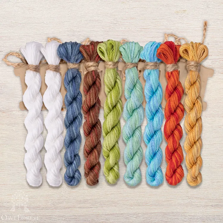 Set of OwlForest Hand-Dyed Threads for the “Christmas Miniatures” Chart (DMC)