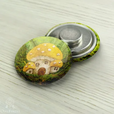 Magnet Needle Minder “Yellow Mushroom House”