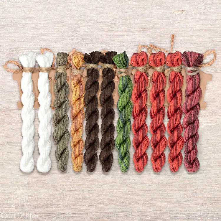 Set of OwlForest Hand-Dyed Threads for the “Red Fortress” Chart (Thread Trade n.a. Kirov)