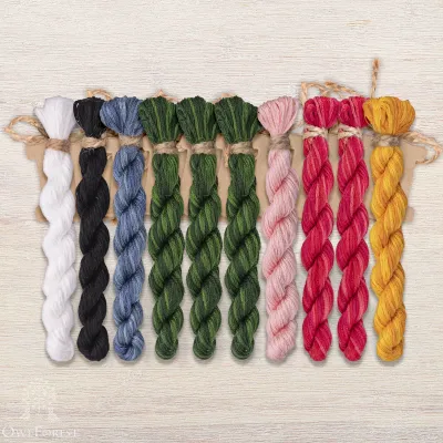 Set of OwlForest Hand-Dyed Threads for the “Christmas Rabbits” Chart (DMC)