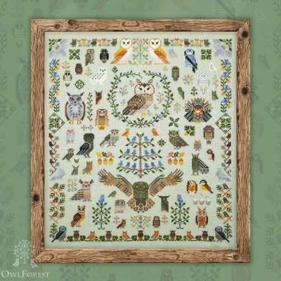 Free embroidery digital chart “100 owls”