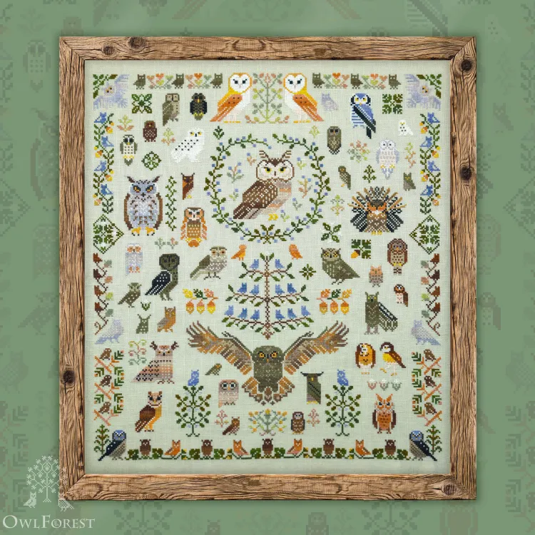 Free embroidery digital chart “100 owls”