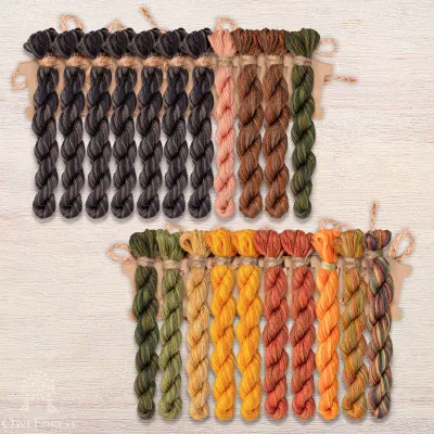 Set of OwlForest Hand-Dyed Threads for the “Autumn Night Alphabet” Chart RU (DMC)