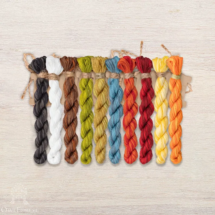 Set of OwlForest Hand-Dyed Threads for the “The Goose Portrait” Chart (DMC)