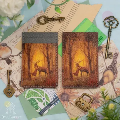 “Forest Deer” Leather Cardholder
