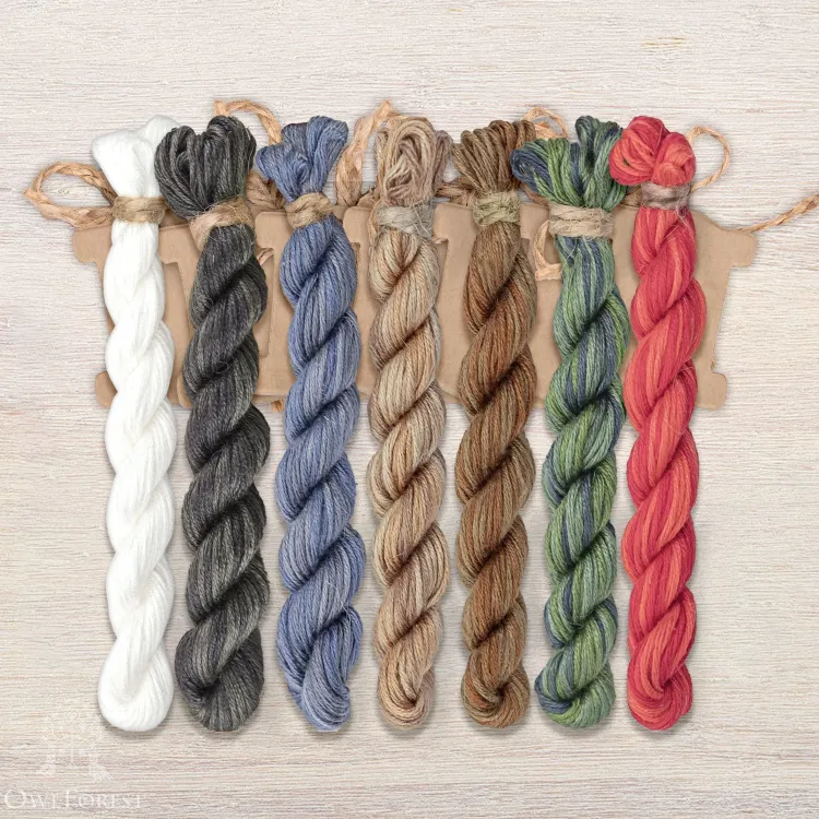 Set of OwlForest Hand-Dyed Threads for the “Winter Dining” Chart (Thread Trade n.a. Kirov)