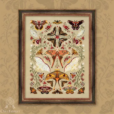 Digital embroidery chart “Moth Waltz”