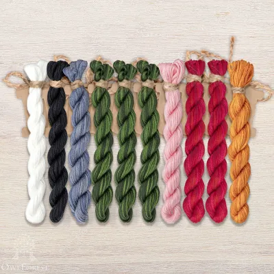 Set of OwlForest Hand-Dyed Threads for the “Christmas Rabbits” Chart (Thread Trade n.a. Kirov)