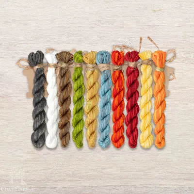 Set of OwlForest Hand-Dyed Threads for the “The Goose Portrait” Chart (Thread Trade n.a. Kirov)