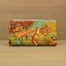 “Foxes” Leather Zipper Pouch