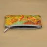 “Foxes” Leather Zipper Pouch