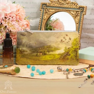 “Landscape Picture” Leather Zipper Pouch