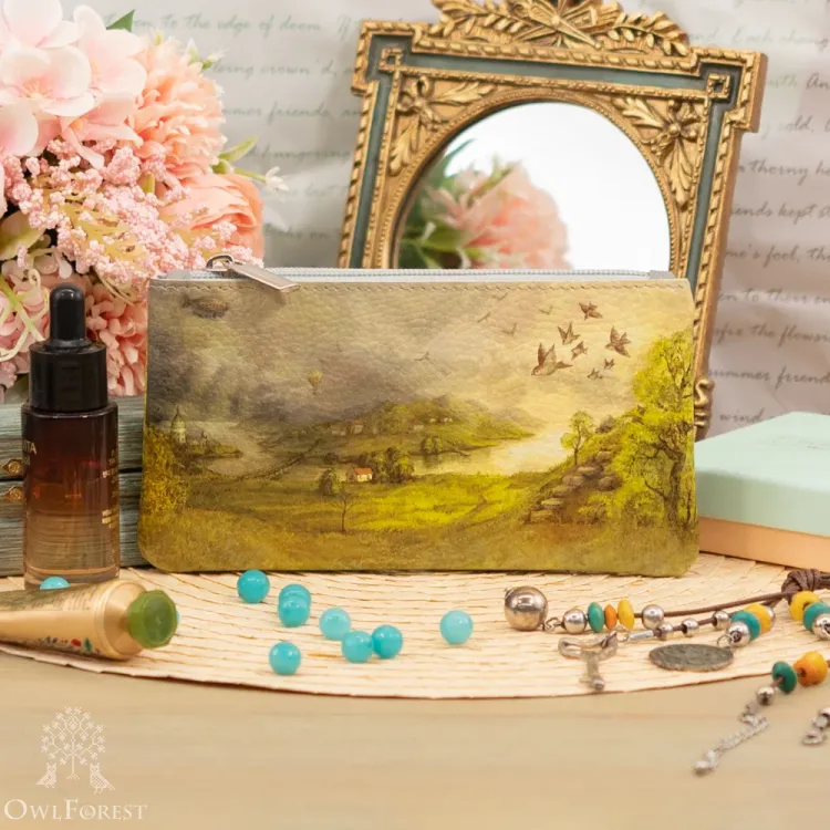 “Landscape Picture” Leather Zipper Pouch