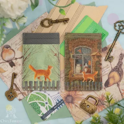 “March Cats” Leather Cardholder