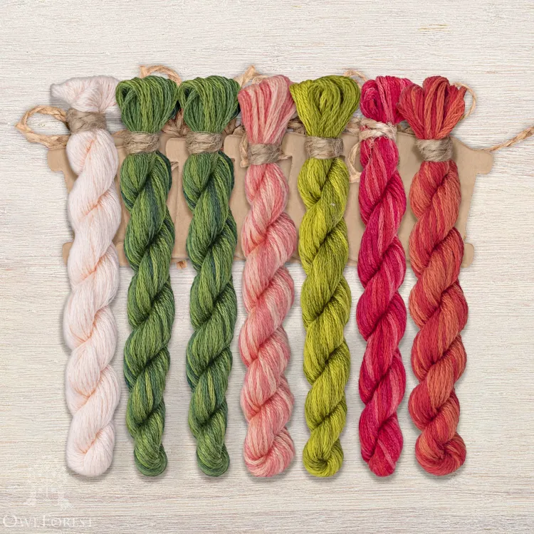 Set of OwlForest Hand-Dyed Threads for the “Camellia” Chart (DMC)