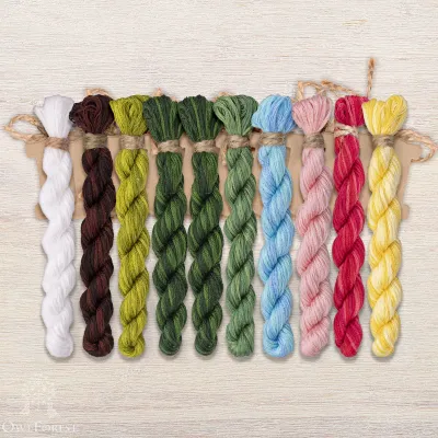 Set of OwlForest Hand-Dyed Threads for the “Frog Ballet” Chart (DMC)