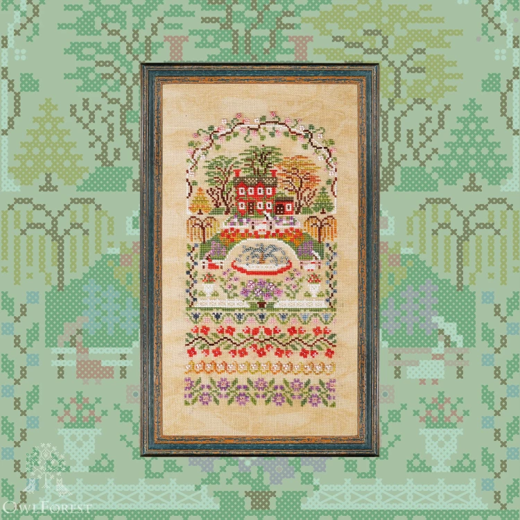 Digital embroidery chart “Courtyard with a Fountain”