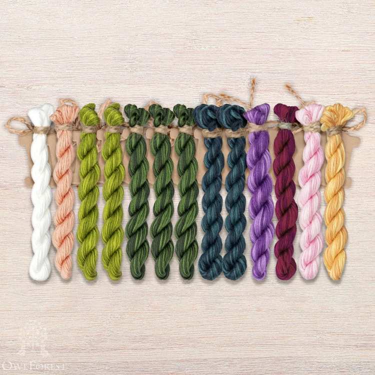 Set of OwlForest Hand-Dyed Threads for the “The Land of Nymphaea” (Thread Trade n.a. Kirov) 