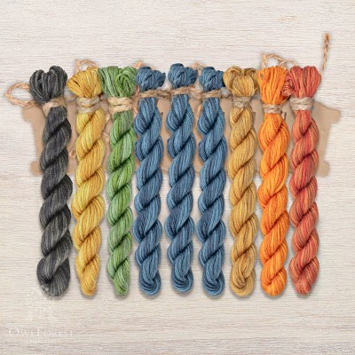 Set of OwlForest Hand-Dyed Threads for the “Bayun Cat” Chart  (Thread Trade n.a. Kirov)
