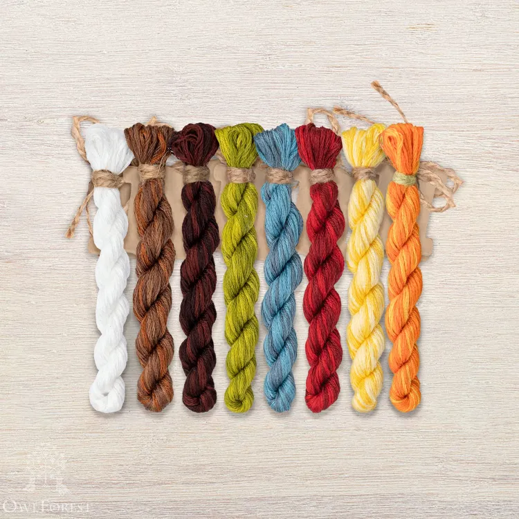 Set of OwlForest Hand-Dyed Threads for the “The Fox Portrait” Chart (DMC)