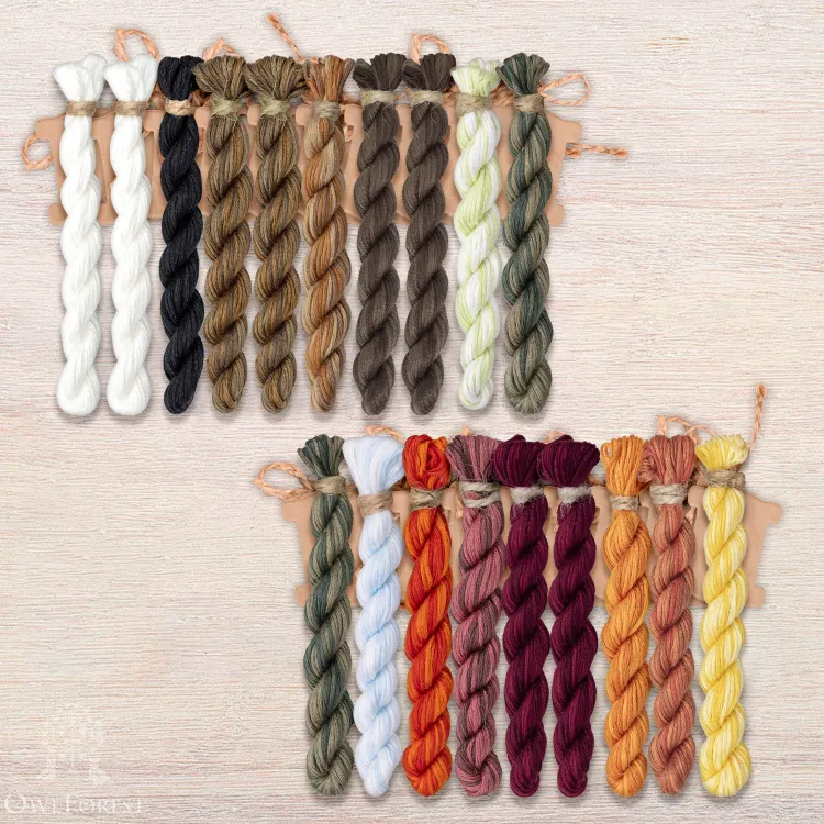 Set of OwlForest Hand-Dyed Threads for the “Moth Waltz” Chart (Thread Trade n.a. Kirov)