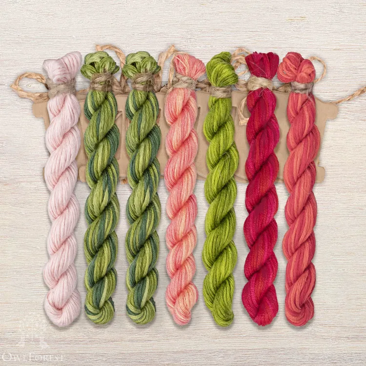 Set of OwlForest Hand-Dyed Threads for the “Camellia” Chart (Thread Trade n.a. Kirov)