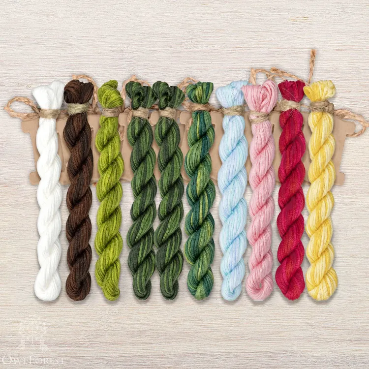Set of OwlForest Hand-Dyed Threads for the “Frog Ballet” Chart (Thread Trade n.a. Kirov)