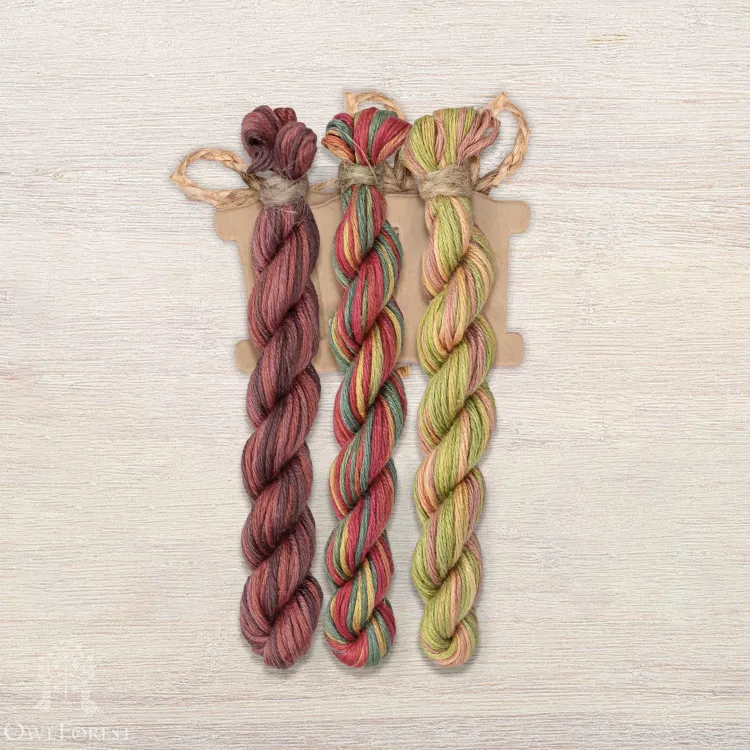 Set of OwlForest Hand-Dyed Threads for the “Maple Branch” (Thread Trade n.a. Kirov)