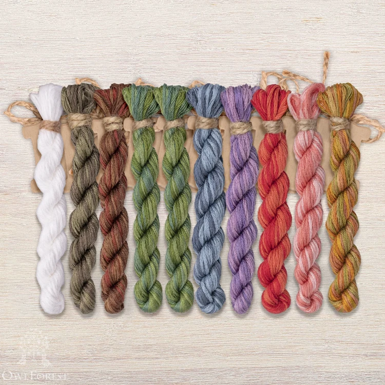 Set of OwlForest Hand-Dyed Threads for the “Courtyard with a Fountain” (DMC) 