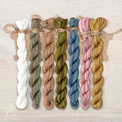 Set of OwlForest Hand-Dyed Threads for the “Snail Houses. Lilies of the Valley” Chart  (Thread Trade n.a. Kirov)