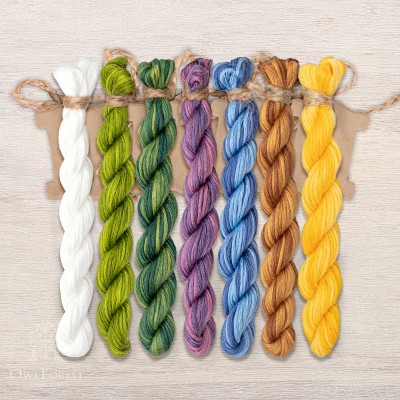 Set of OwlForest Hand-Dyed Threads for the “Dandelions” Chart (Thread Trade n.a. Kirov)