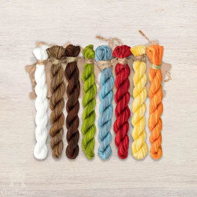 Set of OwlForest Hand-Dyed Threads for the “The Fox Portrait” Chart (Thread Trade n.a. Kirov)