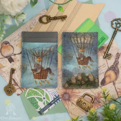 “Air-balloon Flight” Leather Cardholder