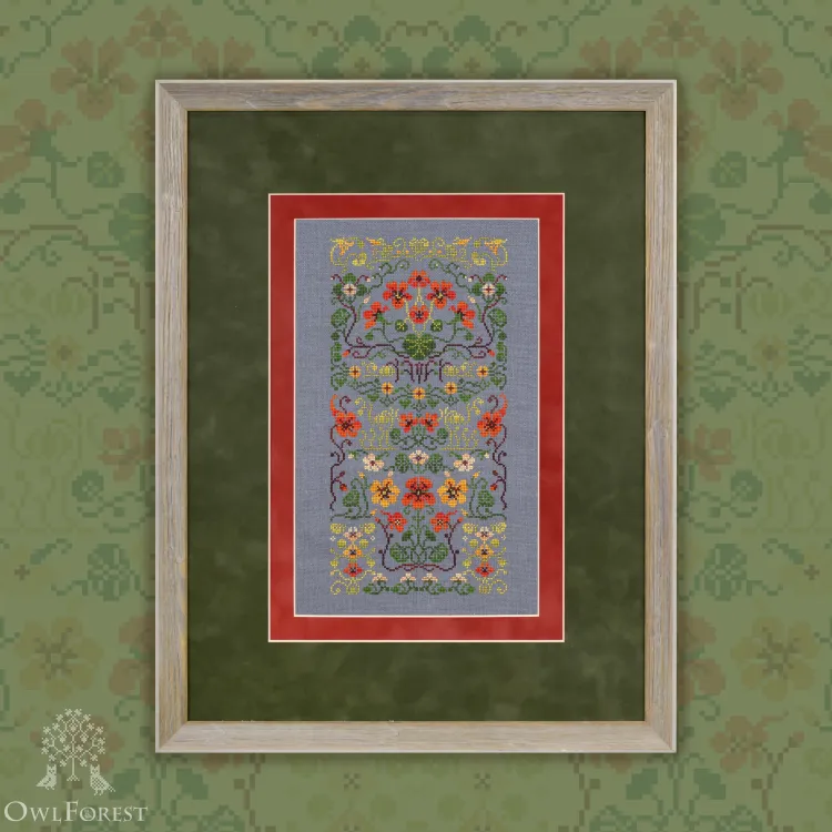 Printed embroidery chart “Fiery Nasturtium”