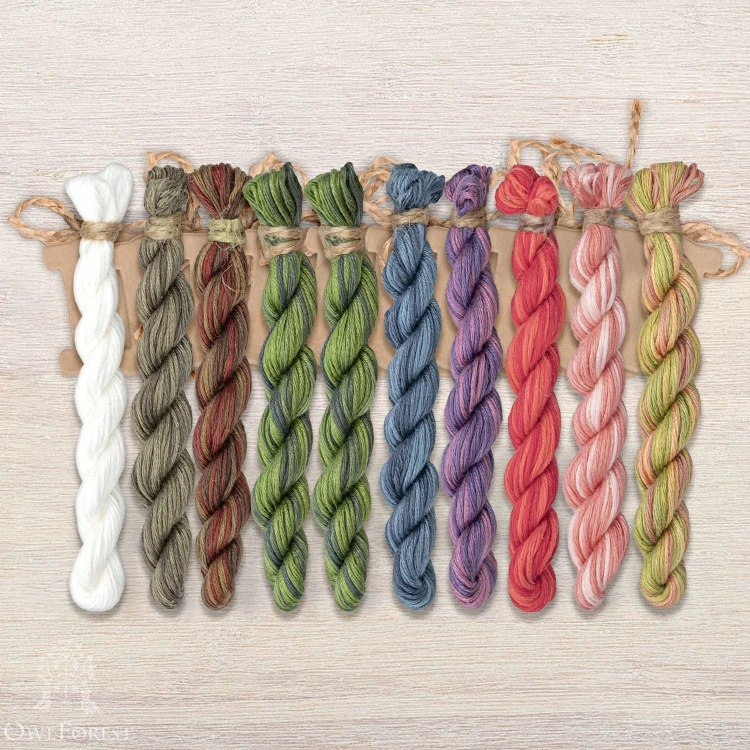 Set of OwlForest Hand-Dyed Threads for the “Courtyard with a Fountain” (Thread Trade n.a. Kirov) 